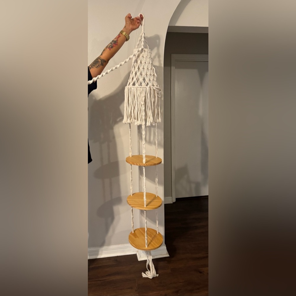 Cream Multi-tier tasseled hanging light